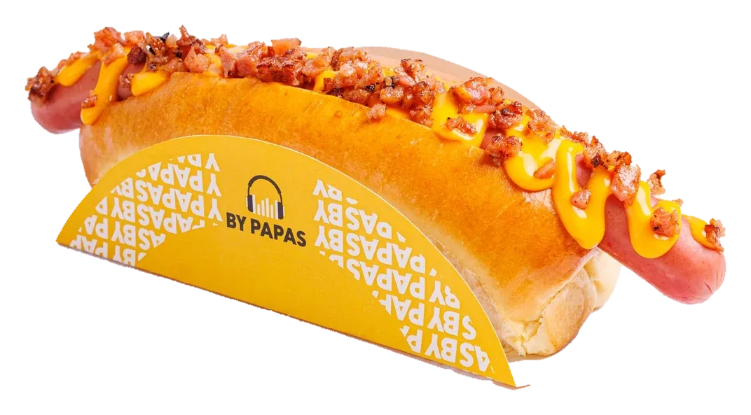 Belgian dog By Papas con papas, salsa y bacon